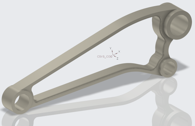 Geometria konstrukcyjna w środku ciężkości modelu Creo Parametric