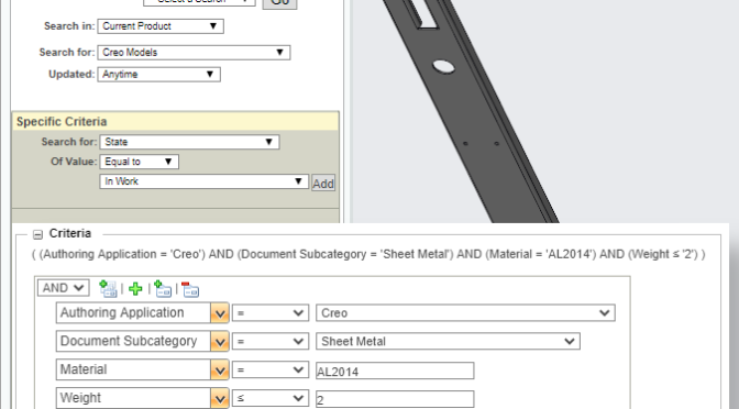 Wyszukiwanie modeli Creo Parametric w systemie Windchill PDMLink.